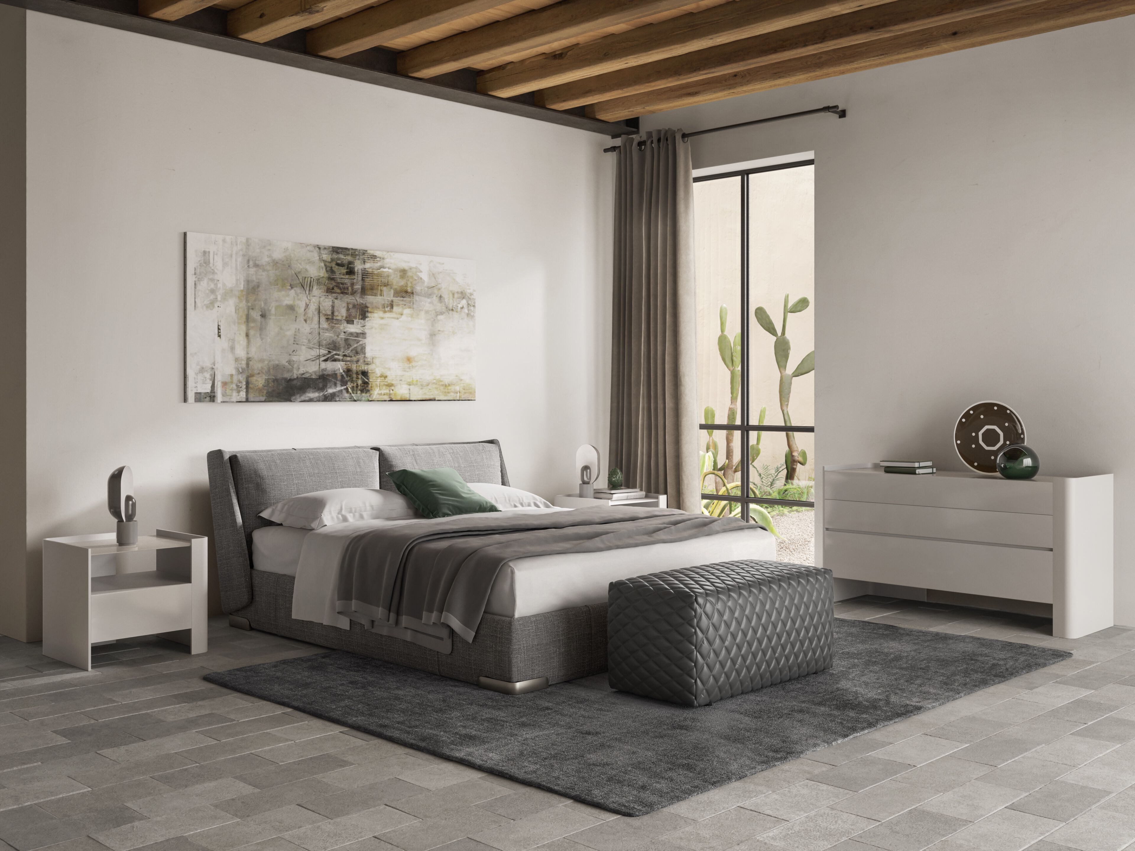 Двуспальная кровать с мягкой тканью Natuzzi Italia FENICE ARCH-00083402 - Вид №6