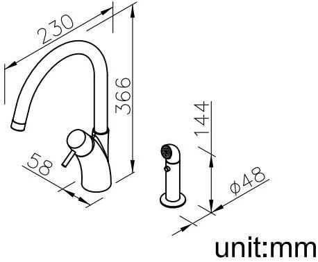 JUSTIME Кухонный смеситель, однорычажный, с вытяжным душем Tai chi 6780-96-82cp - Вид №1