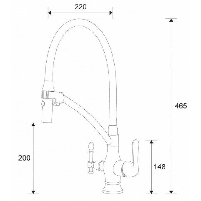 Zorg ZR 347-8 YF Смеситель для кухни Zorg 465х220 мм  - Вид №2