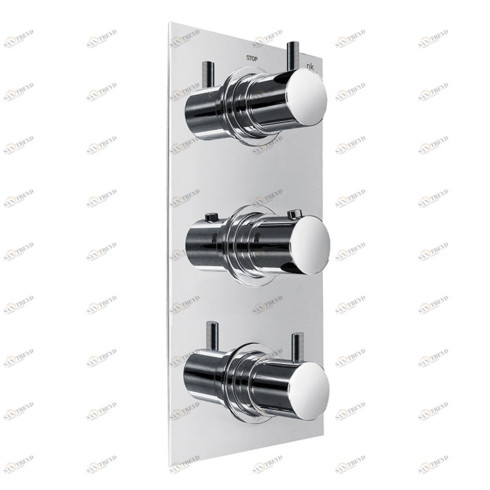 Скрытый термостатический 3-ходовой 1/2 '' - 3/4 '' с восковым термостатическим элементом. переключающий клапан со встроенным запорным клапаном 1/2 ''. расход 25,4 л / мин при 3 барах, расход 22,7 л / мин. при 3 барах и расходе 45,5 л / мин. при 3 барах Noken Urban 100063400