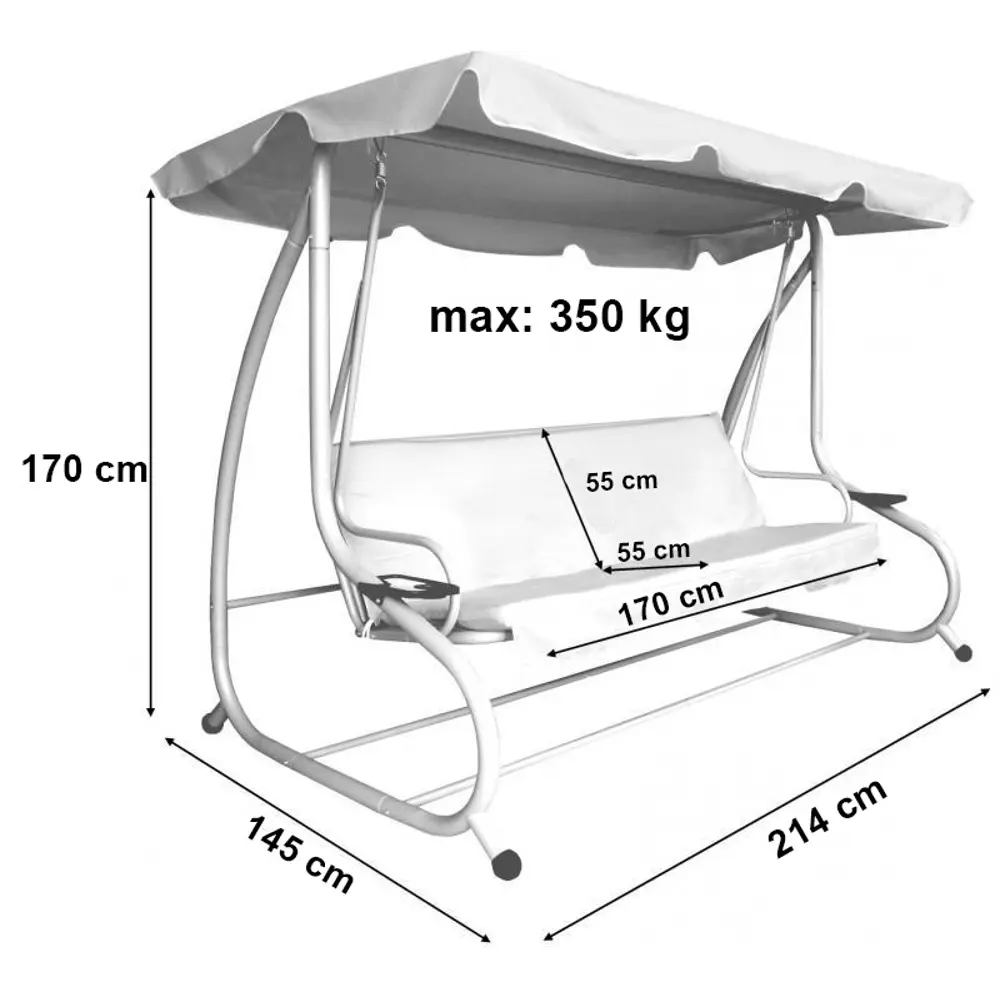 Качели садовые Greengard Вардэ 3-х местные (до 350 кг) коричневый STLM-2141976 - Вид №3