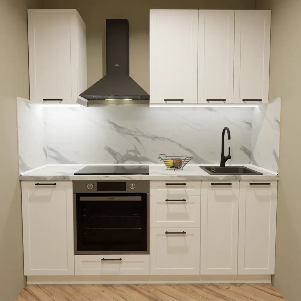 Кухонный гарнитур 200x60 см Ньюпорт БШВ цвет белый KONSENSA STLM-2167690