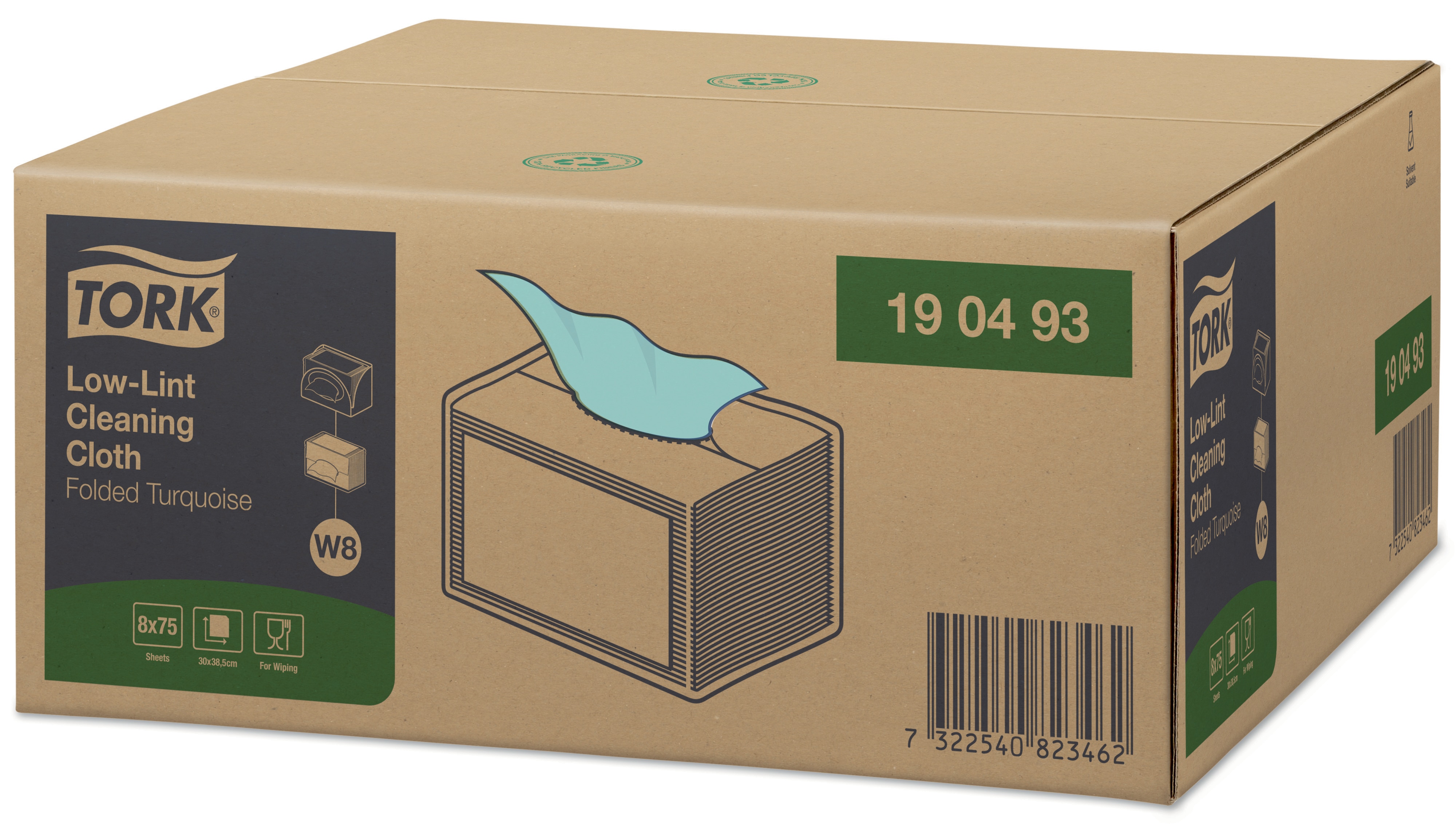 19049338 Нетканое полотно с низким содержанием пыли, бирюзовый цвет w8 Tork  - Вид №2