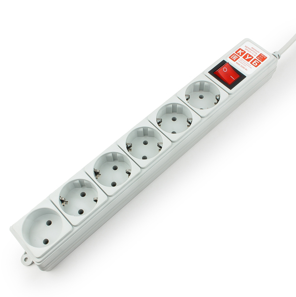 SPG(5+1)-B-15 Surge protector power cube 5m 6 outlets (gray) 10a / 2.2kw Электрическая мануфактура Santreyd 