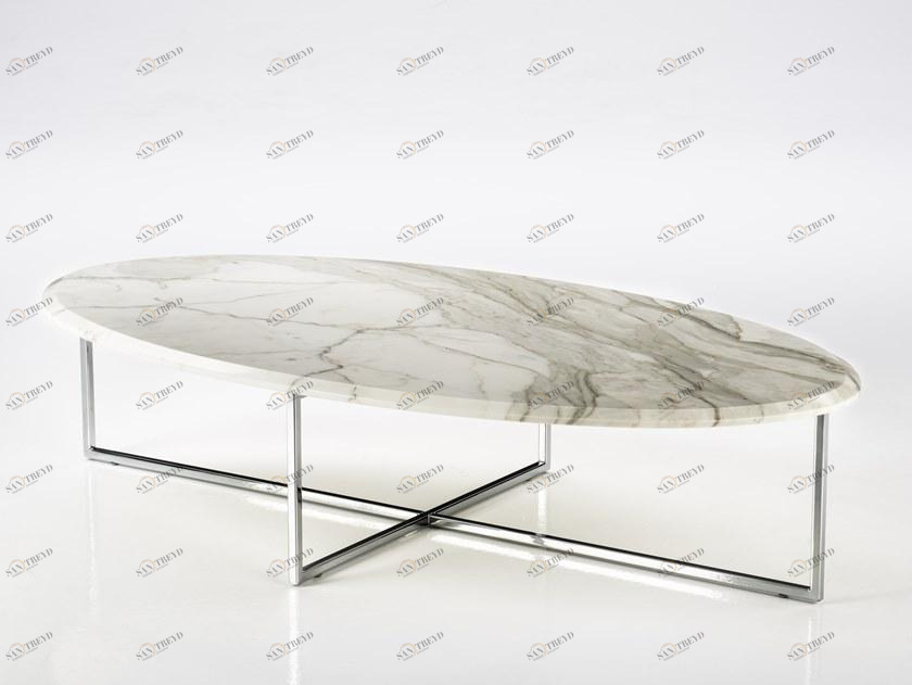 Former In Italia Овальный журнальный столик из мрамора калакатта Dcv sun-id-1470225