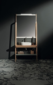 Напольная раковина из ясеня с зеркалом