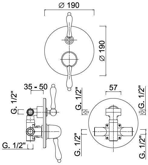 Rubinetteria Giulini Смеситель для душа с переключателем Pragamix - pragamix crystal F7511-4 - Вид №1