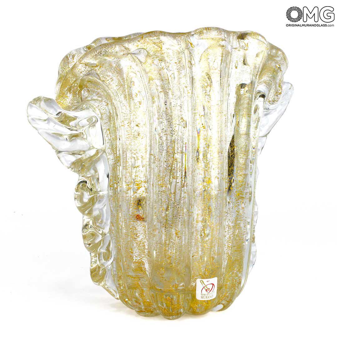 222 ORIGINALMURANOGLASS Ваза из дутого стекла Fisarmonica - Муранское стекло OMG 24 см  - Вид №1