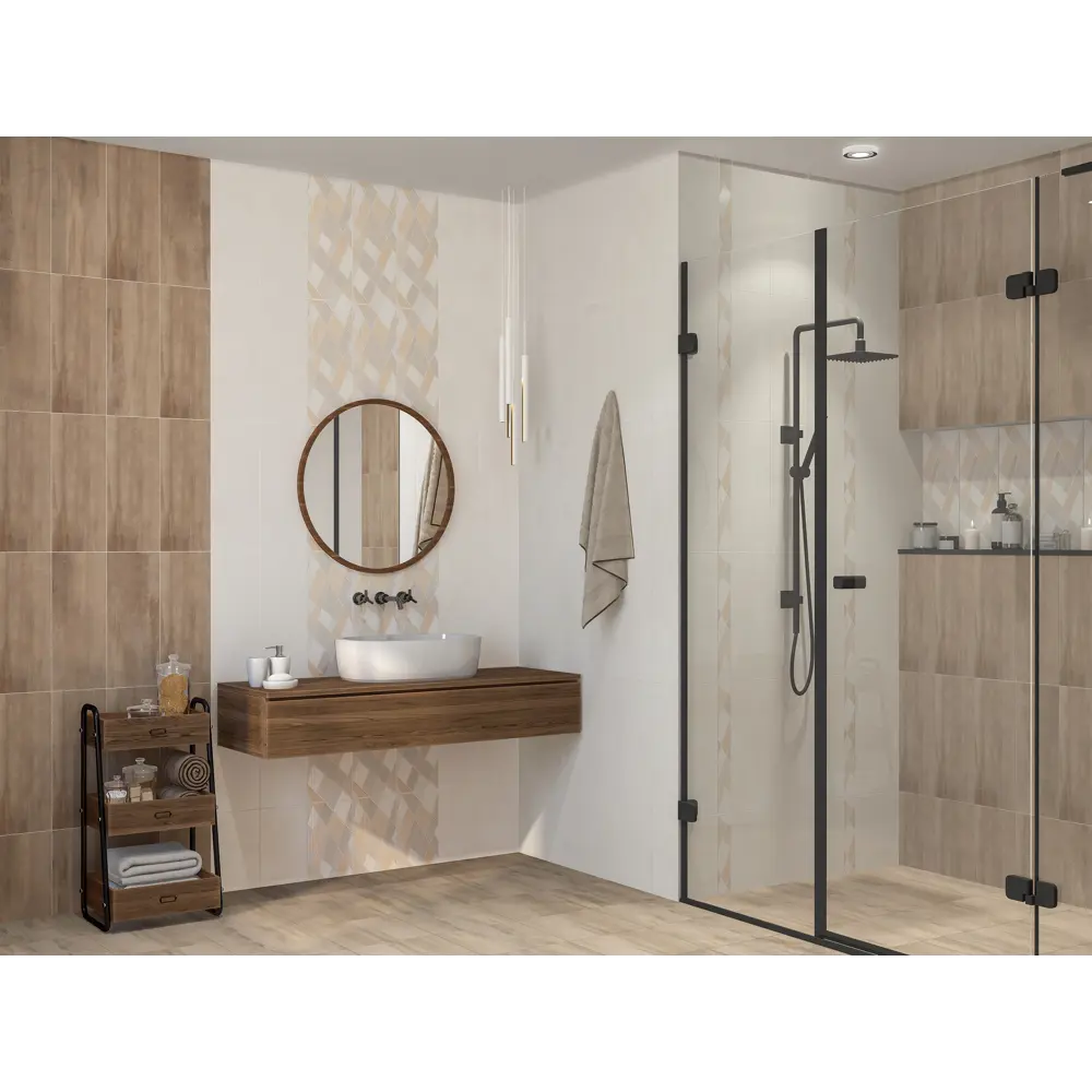 Бордюр настенный Azori Sonnet Beige Geometria 6.2x50.5 см матовый цвет бежевый 84587046 STLM-2037112 