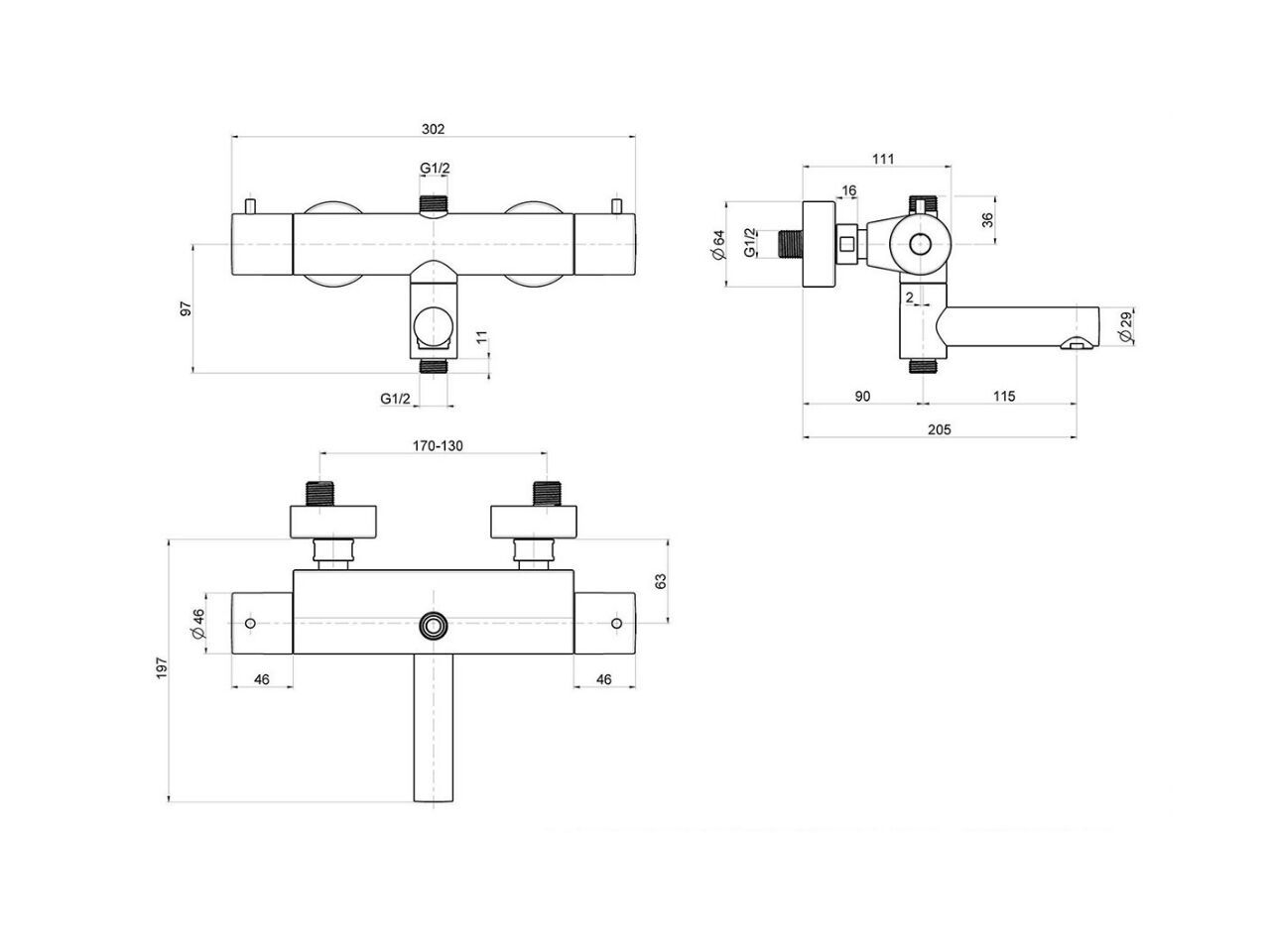 Термостатическая душевая колонка с ручным душем Cropelli круглый ARCH-00013972 - Вид №6