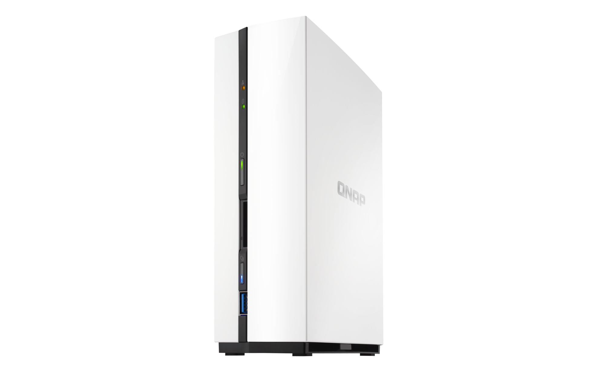 D1 Channel nas, 1-tray w/o hdd. dual-core arm 1.1 ghz, 1 gb ram. 1 x gigabit lan, 1 x usb 3.0 (front), 1 x usb 2.0 (rear) QNAP Santreyd  - Вид №2