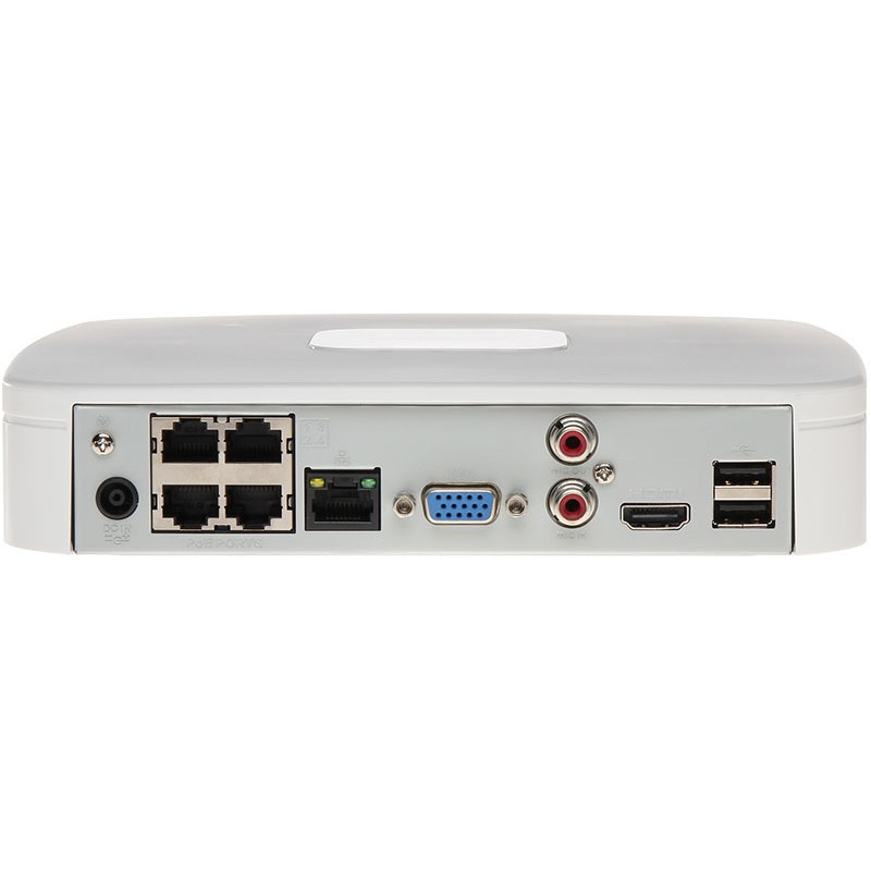 DHI-NVR2104-P-4KS2 Видеорегистратор ip 4-х канальный 4k с 4 poe портами, h.265/h.264, 1 sata3 до 6тб; 4 poe, 1 hdmi, 1 vga, 1 rj45 100mb; 2 usb, аудио вх. вых 1/1, easy4ip, onvif, dc 48в Dahua Santreyd  - Вид №1