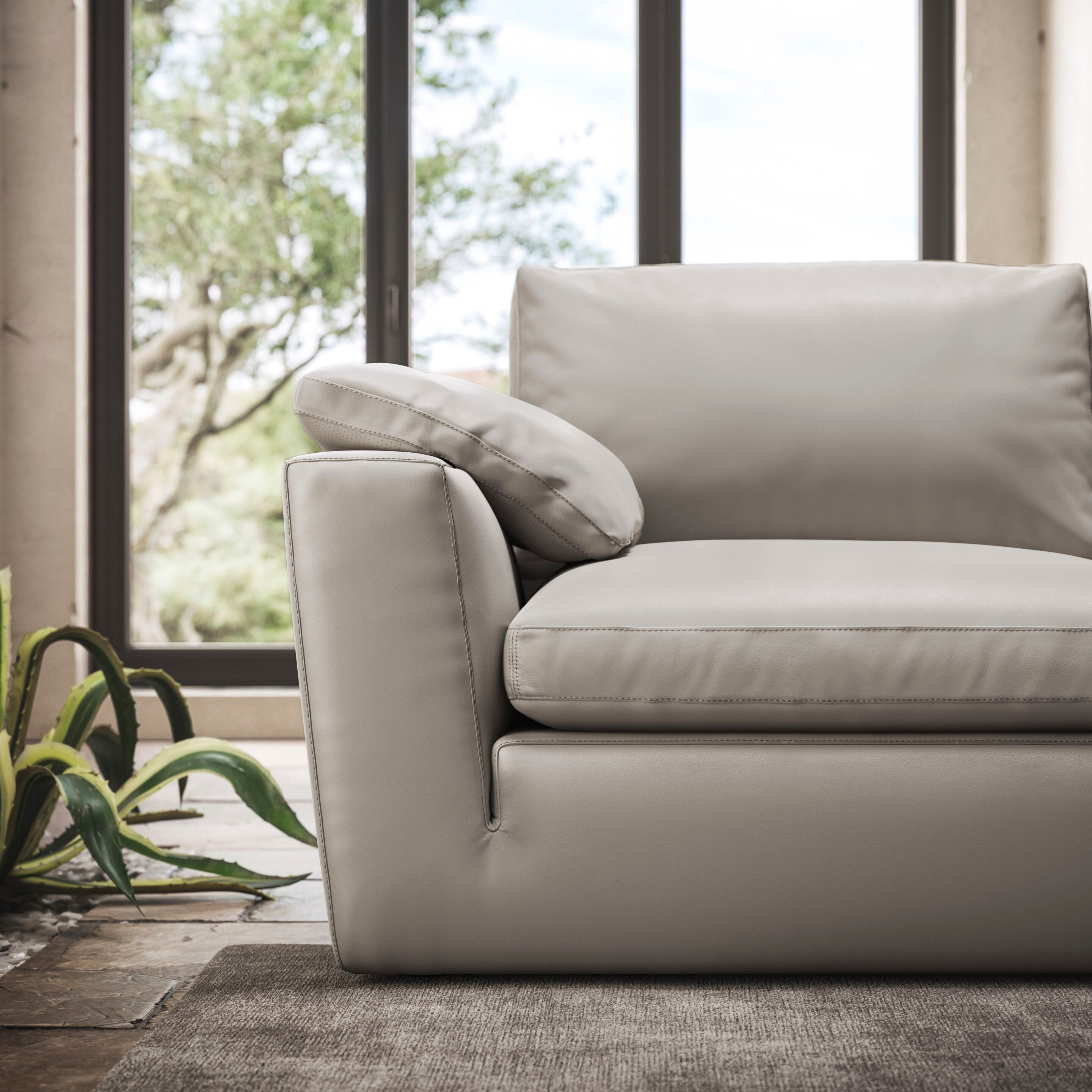 3-местный кожаный модульный диван Natuzzi Italia SEMPLICE ARCH-00147440 - Вид №4