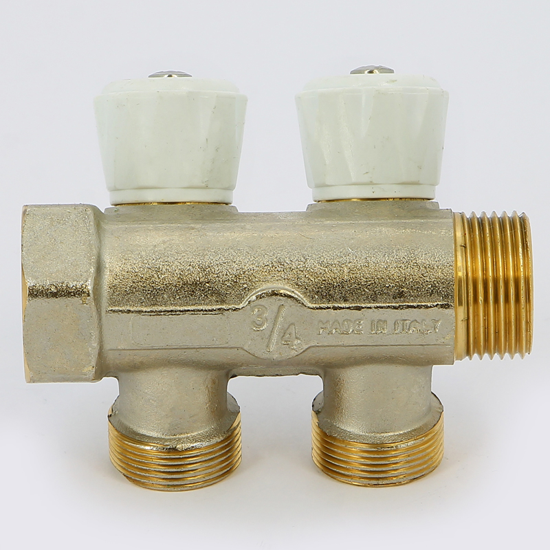 Коллектор НВ 3/4" с вентилями никелированный EMMETI 2 выхода М24х19 36мм 01307260