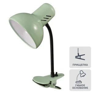 Рабочая лампа настольная Семь огней Эйр на прищепке 1 лампа Е27 цвет мятный
