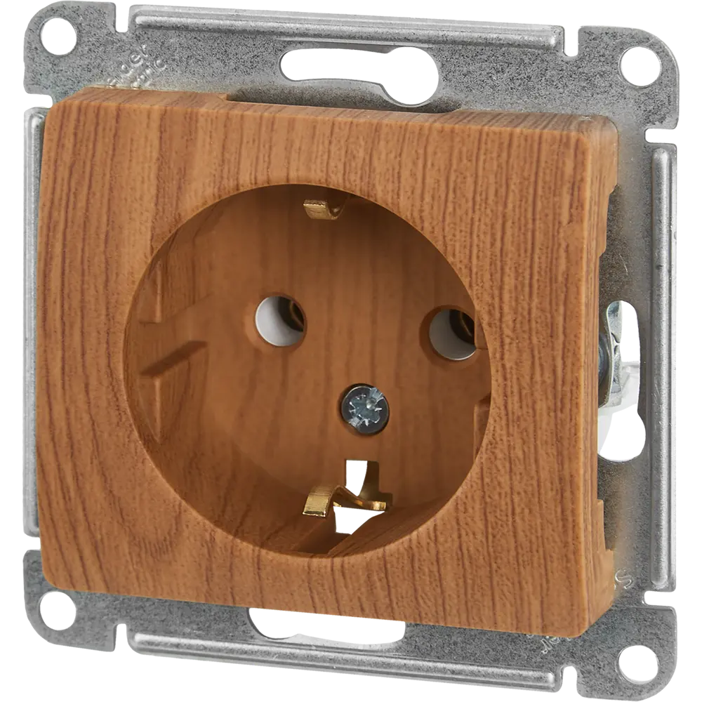 Розетка встраиваемая Systeme Electric Glossa с заземлением цвет дуб STLM-2028020 - Вид №1