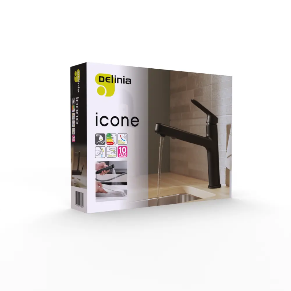 Кухонный смеситель DELINIA Icone чёрный матовый с аэратором 85317109 STLM-0871840 - Вид №13