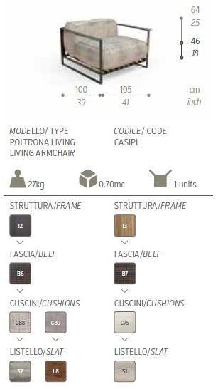 Talenti Садовое кресло из ткани с подлокотниками Casilda sun-id-1505805 - Вид №12