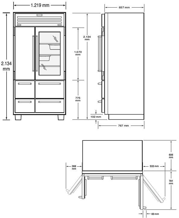 Sub-Zero Холодильник из нержавеющей стали со стеклянной дверцей класса а + Pro 48 Icbpro4850g  - Вид №13