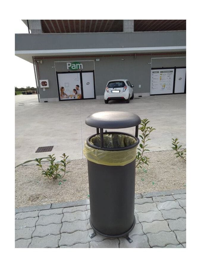 Оцинкованная стальная корзина для мусора с крышкой EUROCOMITALIA современная мебель ARCH-00108461 - Вид №3