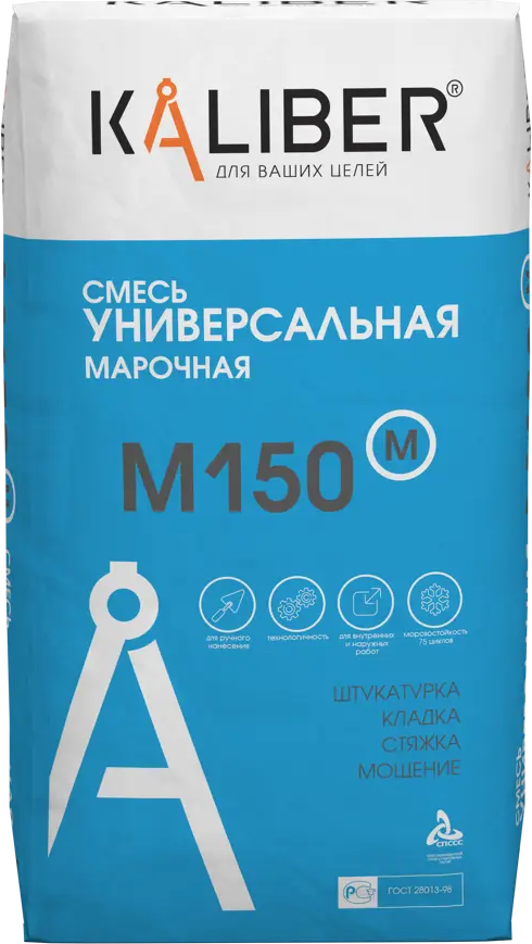 Универсальная цементно-песчаная смесь M150 KALIBER 25 кг 83580378