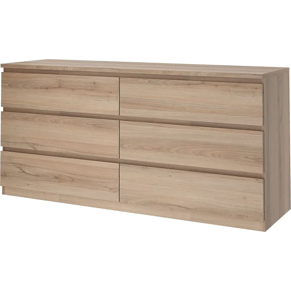 Комод Альма 6 ящиков 159x76.4x48.2 см ЛДСП цвет дуб комано 89370689 STLM-2093146 Santreyd - Вид №1