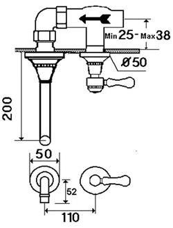 rvb Настенный смеситель для мойки на 2 отверстия 1935 wood 1936.11.48-cc - Вид №1