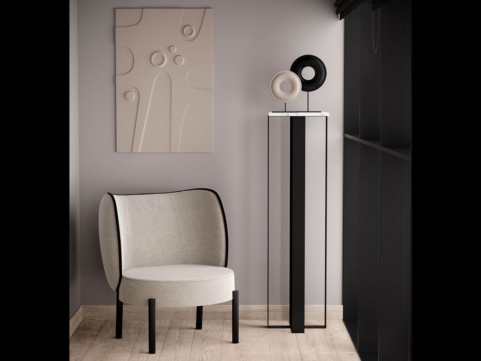 Пьедестал из черного мрамора и металла Marquina ANA ROQUE INTERIORS ARCH-00039500 - Вид №2