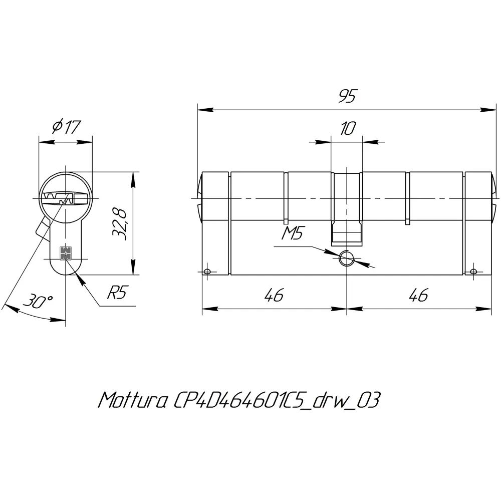 Цилиндр Mottura Champions Pro CP4D464601, 41x10x41 мм, ключ/ключ, цвет матовый никель STLM-2199546 - Вид №4