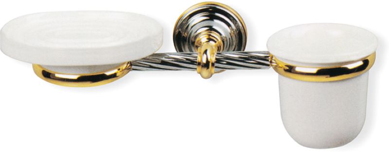 G14(03) Stil Haus Giunone, настенные керамические мыльница + стакан, цвет  хром - белый
