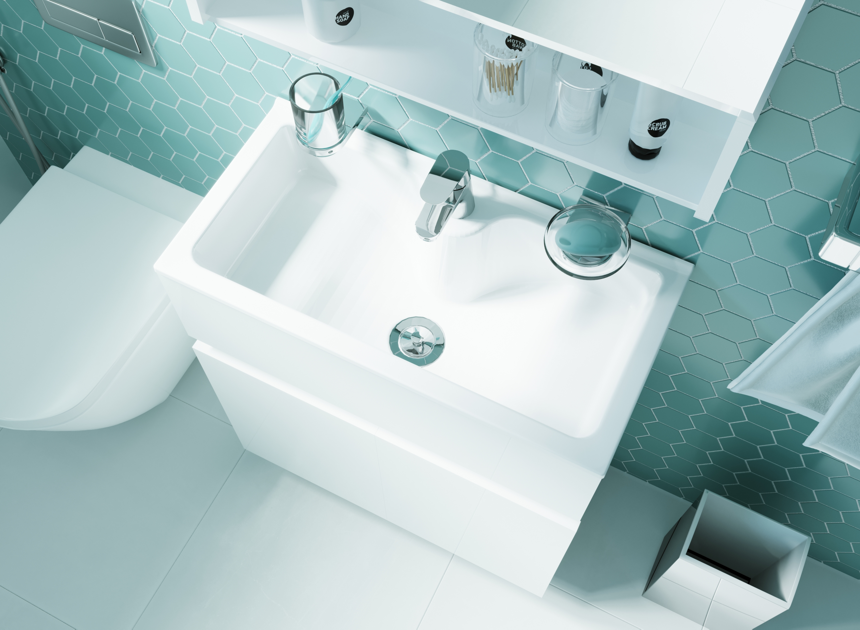 У83301 Тумба с раковиной Mira 60Н 2д. Белый глянец 1 Marka MIRA - Вид №6