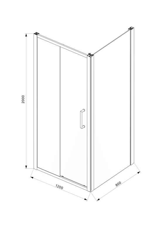 Душевое ограждение одна раздвижная дверь (без поддона) BLACKLINE BS120.3101B bravat  - Вид №6