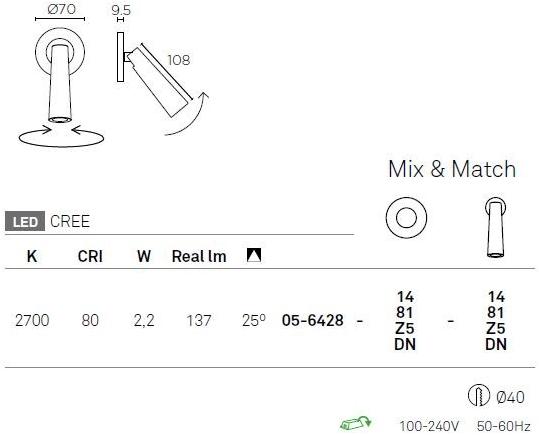 LEDS C4 Регулируемый настенный светильник из алюминия sun-id-1426863 - Вид №1