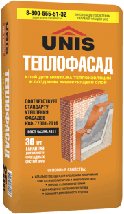 Клей для монтажа теплоизоляции Юнис Теплофасад 25кг Unis 387 - Вид №1