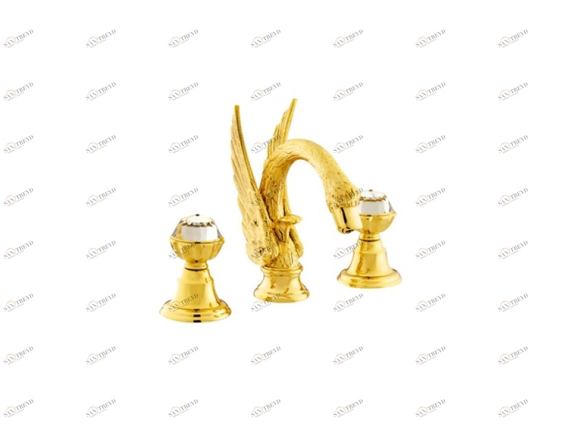 039242.A00.50 Раковина с тремя отверстиями и кристаллами swarovski swan series Яркий хром Mestre