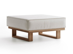 Квадратный садовый пуфик из тикового дерева и технической ткани