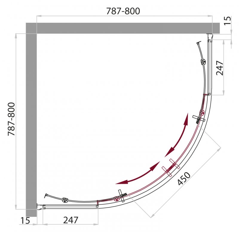 ДУШЕВАЯ КАБИНА BELBAGNO UNO-CAB-R-2-80-C-CR - Вид №6