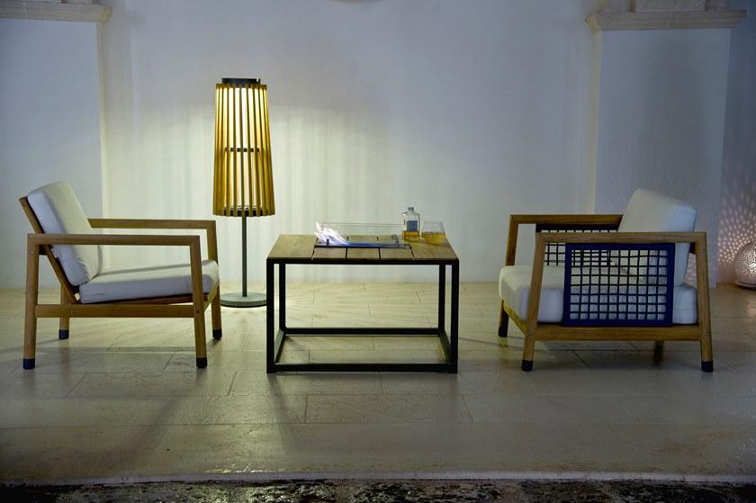 Unopiù Квадратный стол из алюминия и тика Fire Tabrbio - Вид №1