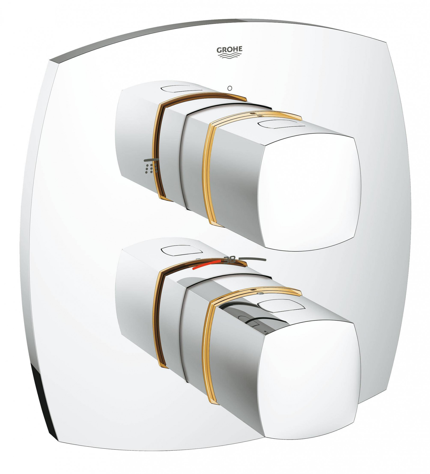Внешняя часть термостатического смесителя для ванны GROHE Grandera с переключателем, хром/золото (19948IG0)