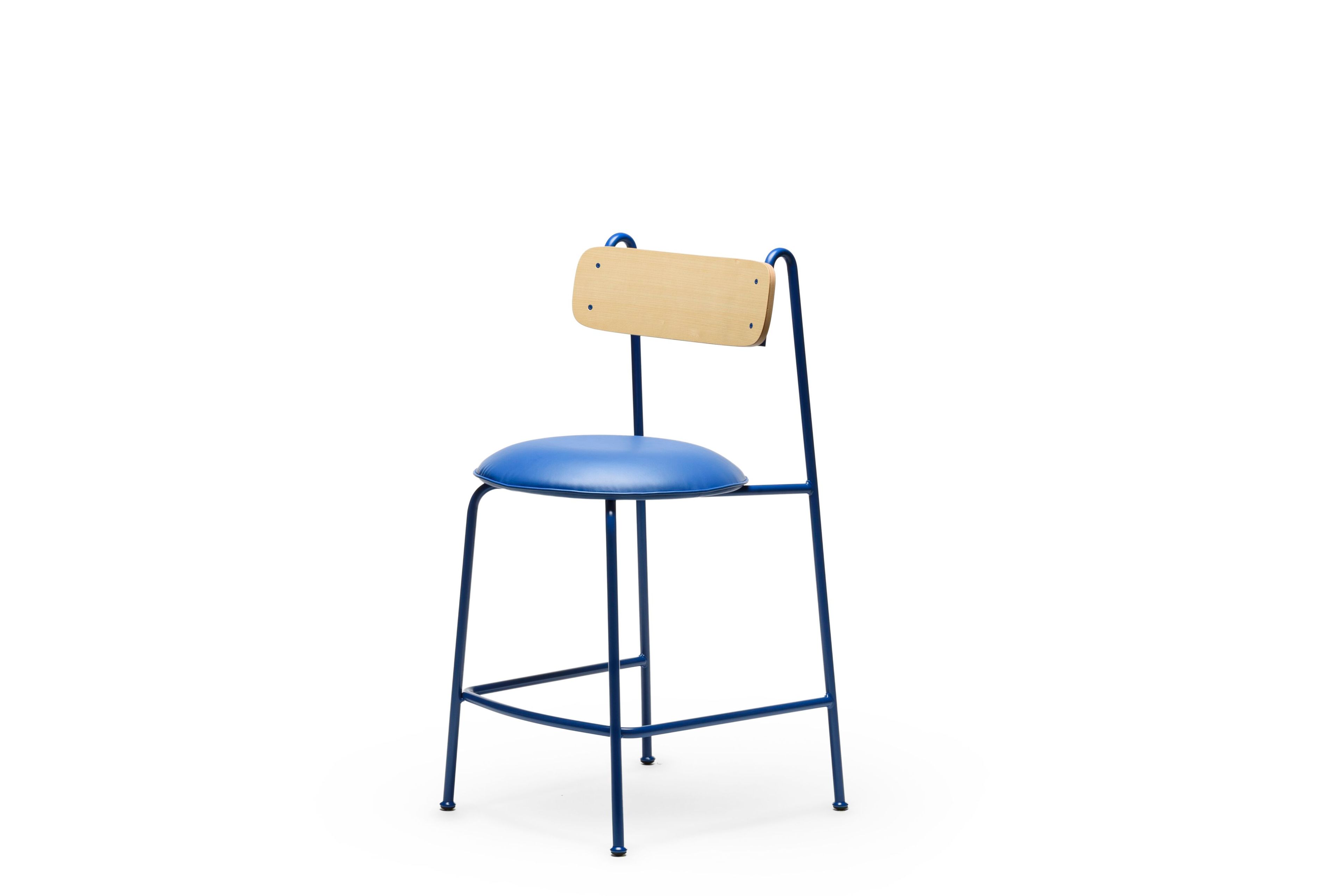 Окрашенный металлический табурет со встроенной подушкой из искусственной кожи и спинкой CHAIRS & MORE Lena ARCH-00048550 - Вид №37