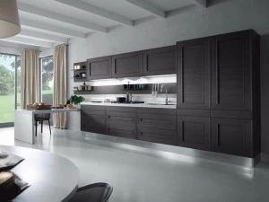 Composit Кухня из фанерованной древесины с полуостровом без ручек Melograno