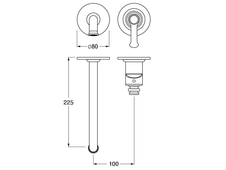 Настенный смеситель для раковины с 2 отверстиями без слива CRISTINA Rubinetterie Маяк ARCH-00042186 - Вид №2