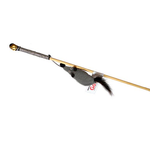 ПР0042330 Игрушка для кошек Дразнилка Мышь с норковым хвостом на веревке на картоне с еврослотом GoSi 