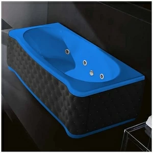 Ванна Gruppo treesse New Classic Young STX-V674B-SX-KC-G голубая с гидромассажем и дезинфекцией прямоугольная левая чёрная кожа