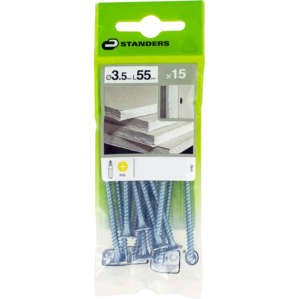Саморезы для металла STANDERS оцинкованные 3.5x55, 15 шт. 82239116 STLM-2129197  - Вид №2