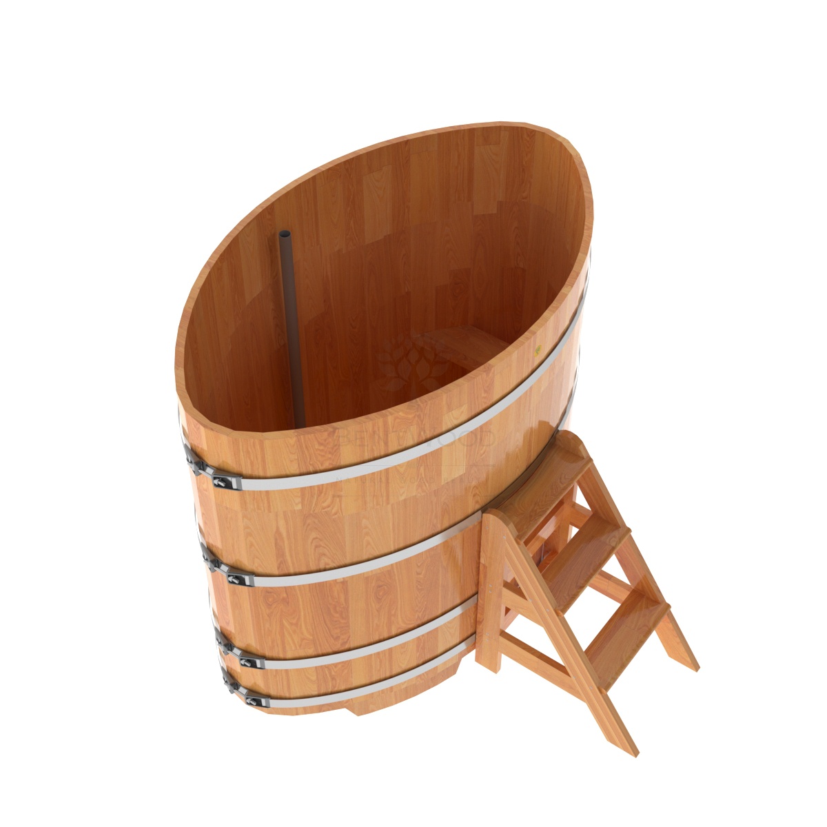 1534 Купель овальная из сращенных ламелей лиственницы 1,02х1,68х1,4 натуральная Alyarus  - Вид №1