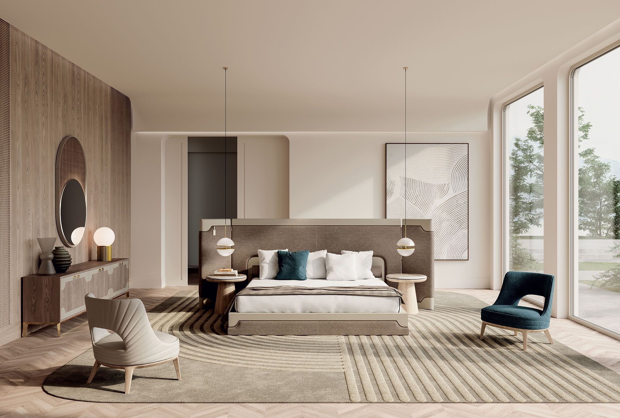 Мягкая кровать из ткани Vittoria Frigerio CORIO ARCH-00066202 - Вид №1