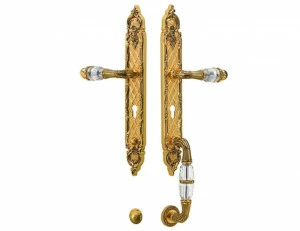 0J1605.S85Y.44 Комплект для входной двери с каплевидным вырезом из кристаллов swarovski, европрофиль 85мм Мат античная латунь