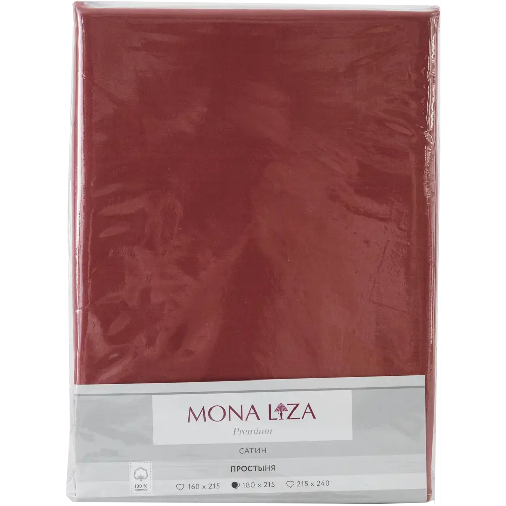 Простыня двуспальная Mona Liza Premium, 215x180 см, сатин, цвет терракотовый 82493891 STLM-2147868 Santreyd  - Вид №2
