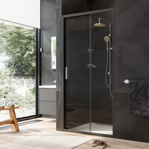 W90G-100-1-195BT Solo Дверь душевая 100х195 стекло прозрачное профиль черный матовый AM.PM Gem